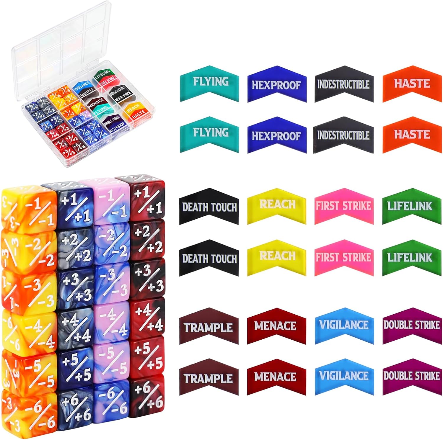 MTG Counter Dice and Keyword Token Set (48 Pieces)